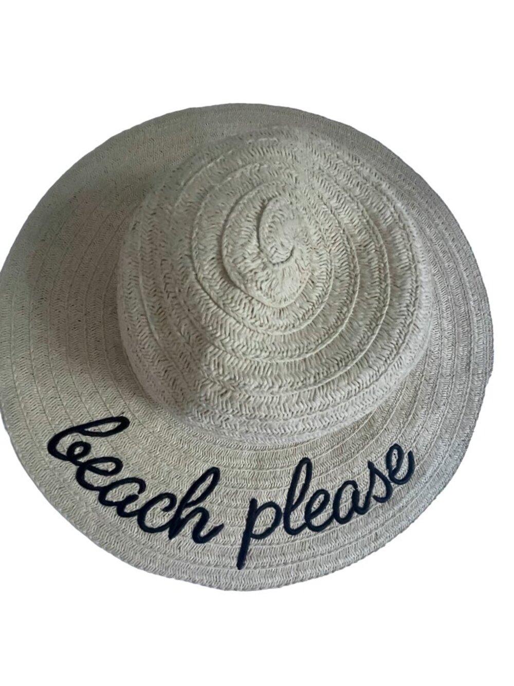 Beach Please Straw Sun Hat Wide Brim Vacation Hat